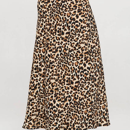 Leopard Print Maxi Skirt w Elastic Waist