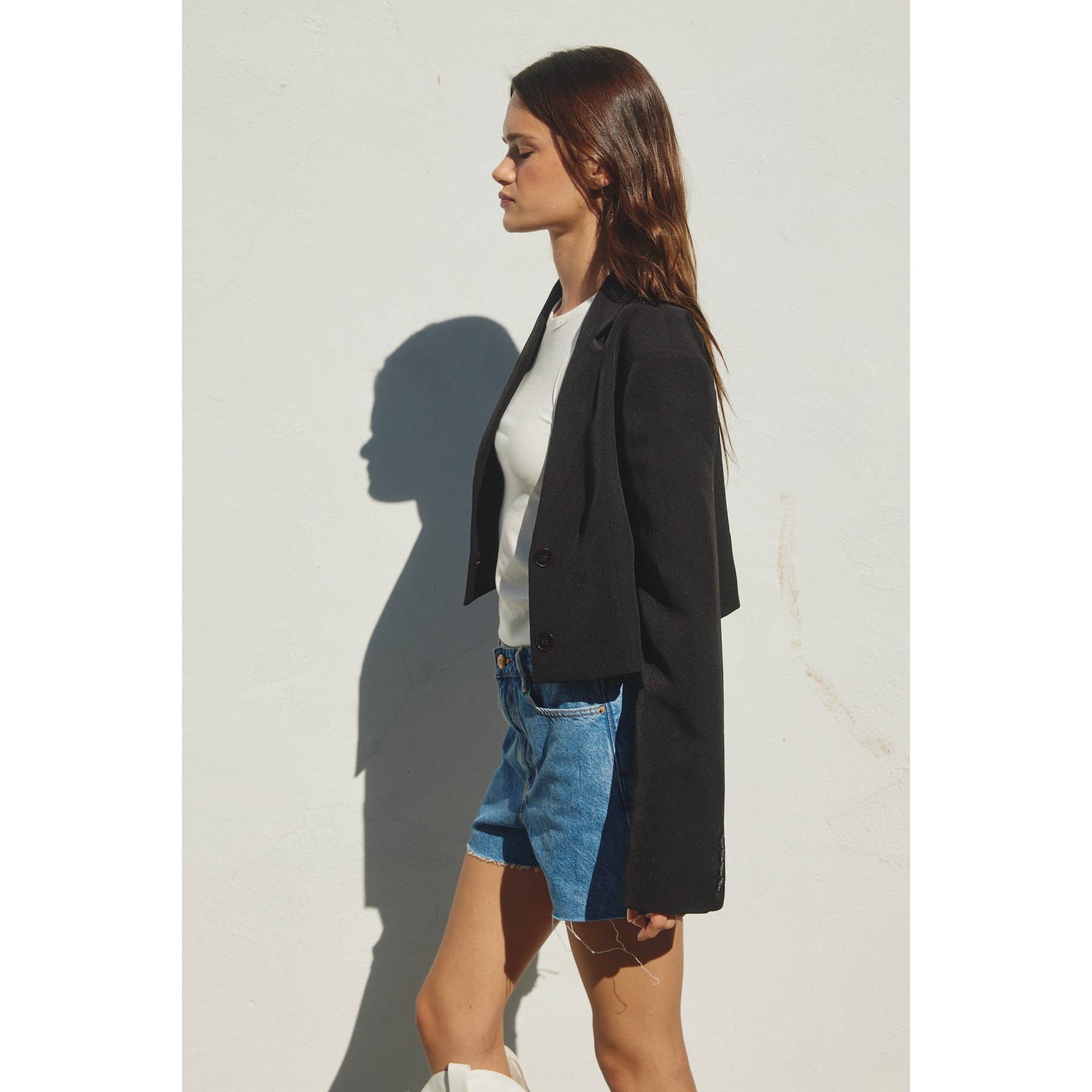 Black Cropped Classic Blazer