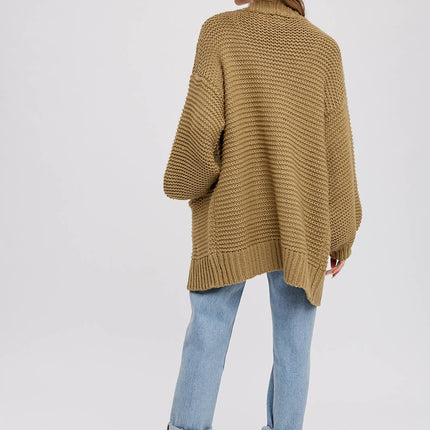 Chunky Cable knit Cardigan-Chocolate