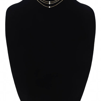 Brass 3 Layered Pearl Bead Necklace