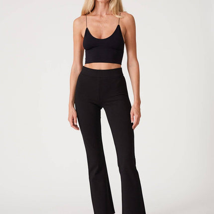 Lovestitch Solid Ponte Flared Legging: Black