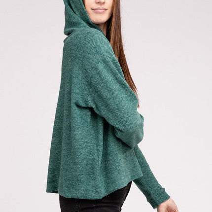 Hooded Brushed Melange Hacci Sweater