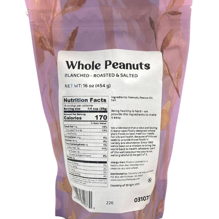 Peanuts, Whole, Blanched, Roasted, Salted