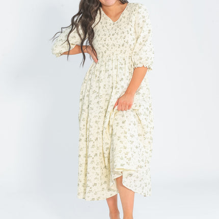 Flora Smocked Midi Dress