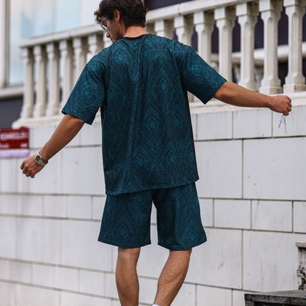 Floral Print Italy Logo Oversized T-shirt and Shorts Set