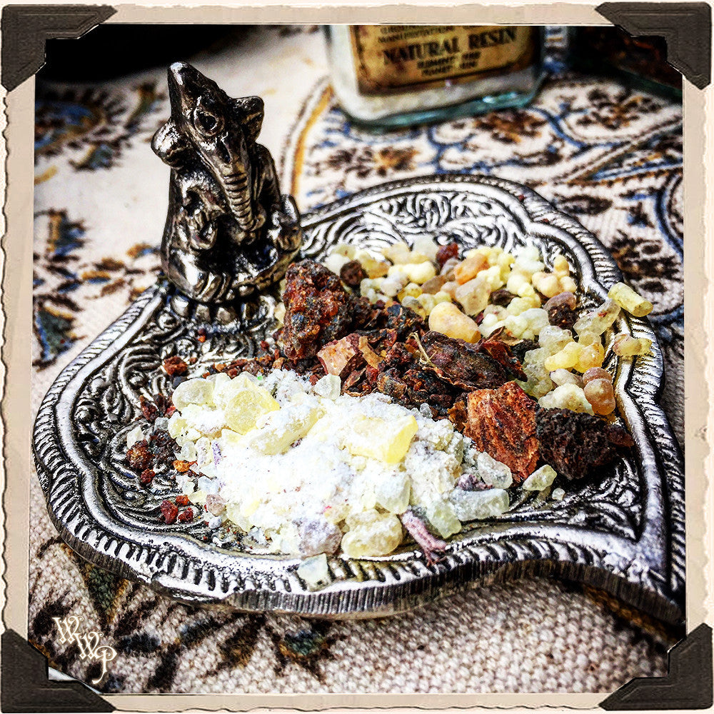 GANESHA BOHEMIAN INCENSE BURNER. Aluminum Dish. Incense Stick & Cone Holder.