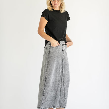 Genevieve A-line Denim Maxi Skirt