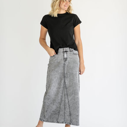 Genevieve A-line Denim Maxi Skirt