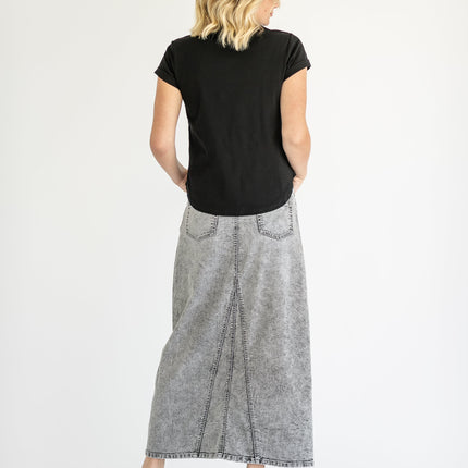 Genevieve A-line Denim Maxi Skirt