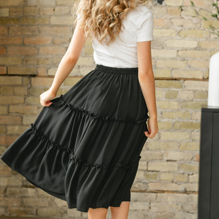 Giana Ruffle Tiered Midi Skirt