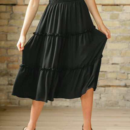 Giana Ruffle Tiered Midi Skirt