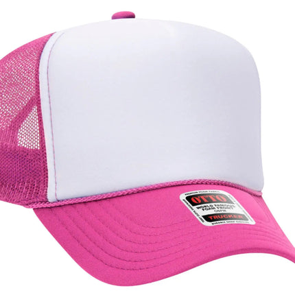 Neon Pink Good Vibes Only Adult Otto Foam Trucker Hat