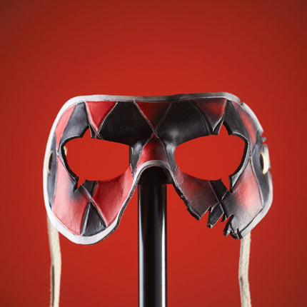Two Face Harlequin Handmade Genuine Leather Mask in Red