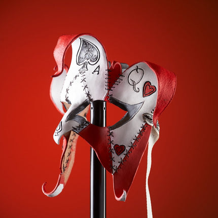 The Joker's Card-Joker Jester Handmade Genuine Leather Mask in Red