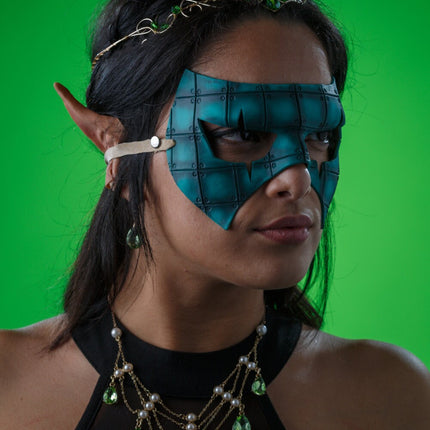 Handmade Genuine Leather Mask in Blue