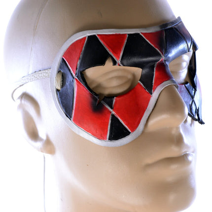 Two Face Harlequin Handmade Genuine Leather Mask in Red