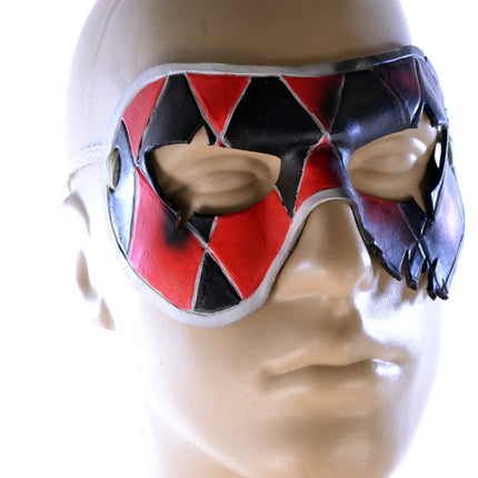 Two Face Harlequin Handmade Genuine Leather Mask in Red