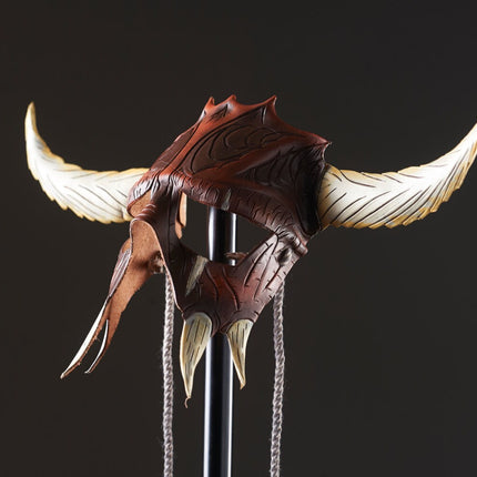 Handmade Genuine Leather Mask with Horns in Natural Colors - The Horned Beast