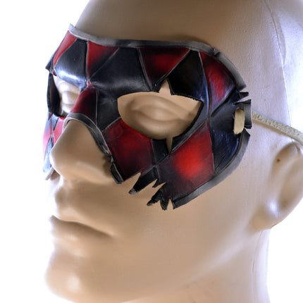 Two Face Harlequin Handmade Genuine Leather Mask in Red