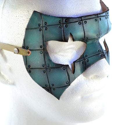Handmade Genuine Leather Mask in Blue