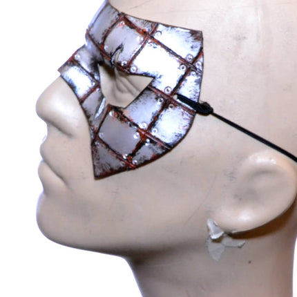 Handmade Genuine Leather Mask in Rusted Steel Pattern