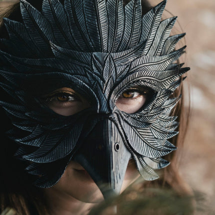 Black Raven Handmade Genuine Leather Mask
