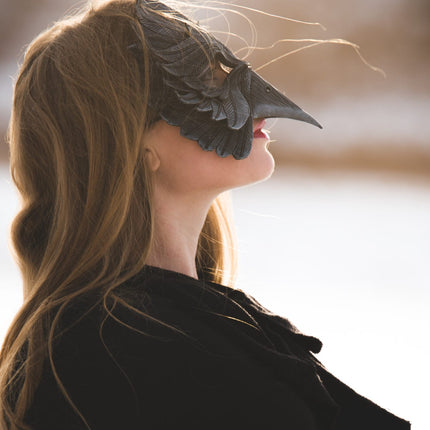 Black Raven Handmade Genuine Leather Mask
