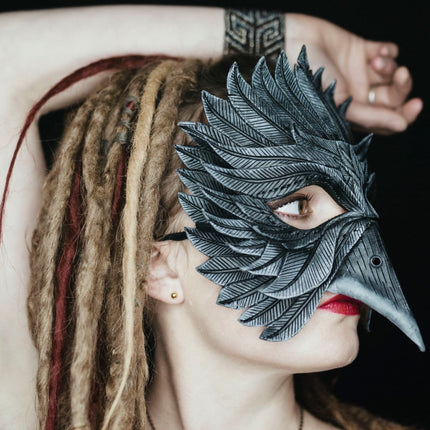 Black Raven Handmade Genuine Leather Mask