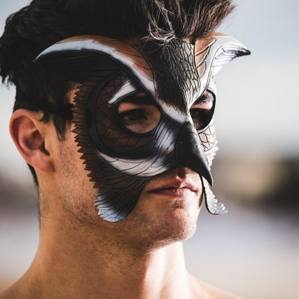 In Stock - Horned Owl Handmade Genuine Leather Mask