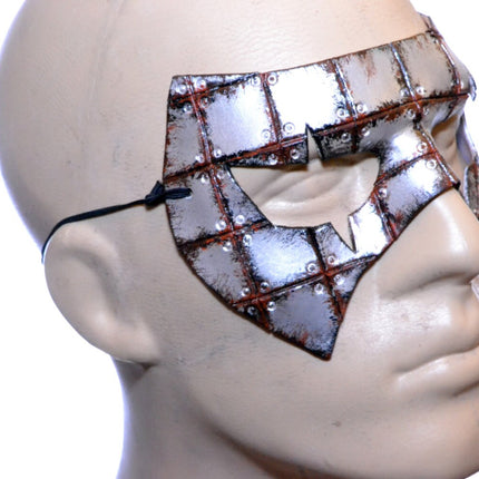 Handmade Genuine Leather Mask in Rusted Steel Pattern