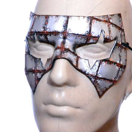 Handmade Genuine Leather Mask in Rusted Steel Pattern