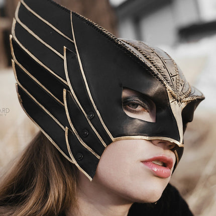 Winged Helmet Genuine Leather Mask