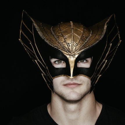 Winged Helmet Genuine Leather Mask