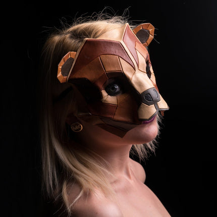 Geometric Grizzly Bear Leather Mask