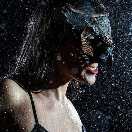 Layered Horned Owl Handmade Genuine Leather Mask