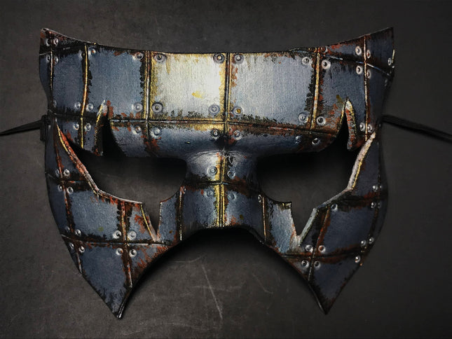 Handmade Genuine Leather Mask in Silver Rust