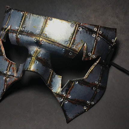 Handmade Genuine Leather Mask in Silver Rust