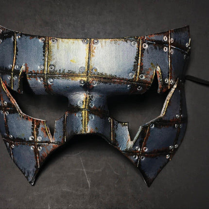 Handmade Genuine Leather Mask in Silver Rust