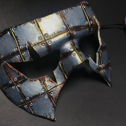 Handmade Genuine Leather Mask in Silver Rust