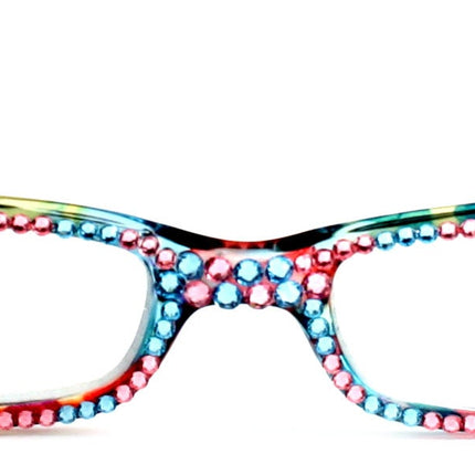 Elsa, (Bling) Reading Glasses women W (Full Crystal) (Rose, Aquamarine Blue) Genuine European Crystals  1.50 .. +3 NY Fifth Avenue