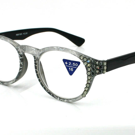 Grace, (Bling) Reading Glasses for Women W (Black Diamond, Hematite) Genuine European Crystals (Metallic Silver, Black)  NY Fifth Avenue