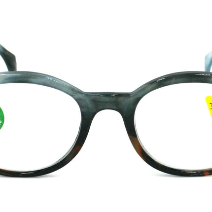 Citlalli, (Premium) Reading Glasses, Round Frame  +1.25 .. +3 Magnifying Eyeglasses (Marble Blue) Circle Style. NY Fifth Avenue