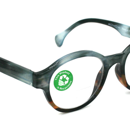 Citlalli, (Premium) Reading Glasses, Round Frame  +1.25 .. +3 Magnifying Eyeglasses (Marble Blue) Circle Style. NY Fifth Avenue