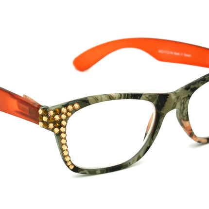 The Forester, (Bling) Reading Glasses For Women W (Light Colorado, Cooper)Genuine European Crystals. +1.25..+3  Camouflage, NY Fifth Avenue
