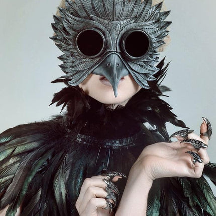 Black Raven Goggles Handmade Genuine Leather Mask