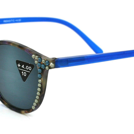 Maya, (Bling) (Sunglass Reader) (No Bifocal) 4 Women W (Black Diamond, Montana) Genuine European Crystals (Blue, Brown) NY Fifth Avenue
