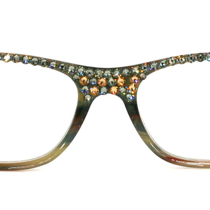 Kelly, (Bling) Women Reading Glasses W (Full Top) (Diamond, Light Colorado) Genuine European Crystals. +1.25 to +3, Retro, NY Fifth Avenue.