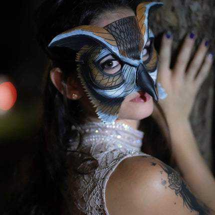 In Stock - Horned Owl Handmade Genuine Leather Mask
