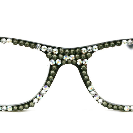 Kelly, (Bling) Reading Glasses 4 women W (Full All Over)(Black Diamond, AB Aurora Borealis) Genuine European Crystals.Square NY Fifth Avenue