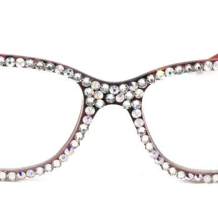 The Bohemian, (Bling) Women Reading Glasses W (Full All Over) (Clear, AB Aurora Borealis) Genuine European Crystals. NY Fifth Avenue